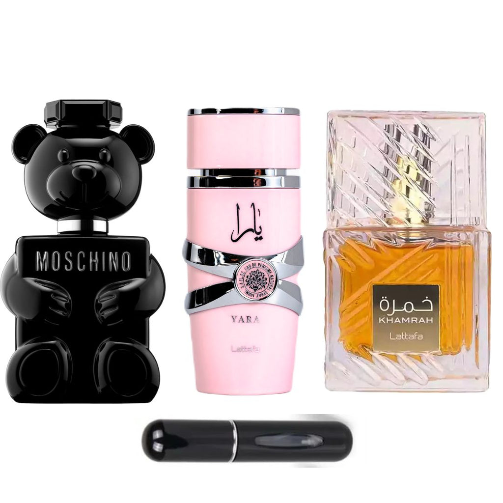 COMBO TOYBOY+YARA+KHAMRAH ESTUCHE+PERFUMER